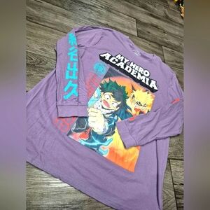 My Hero Academia Shirt Mens Purple Long Sleeve Anime Graphic (Size XL)